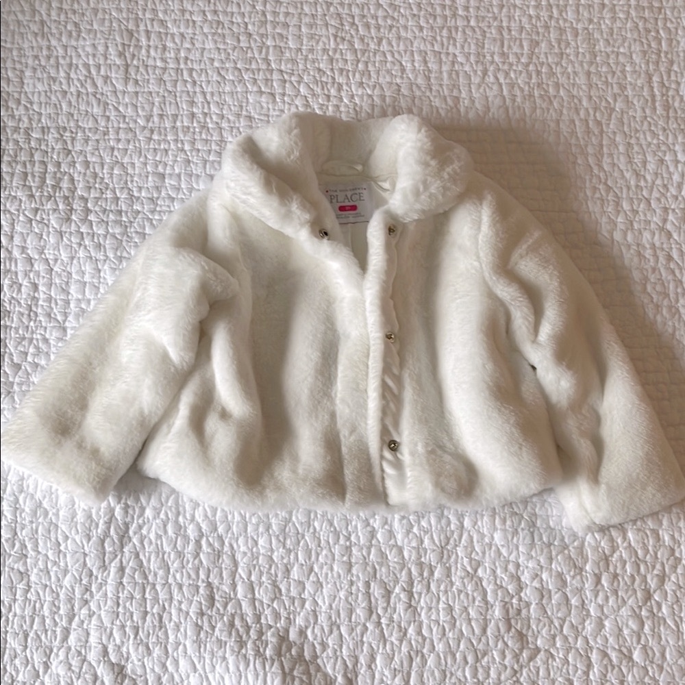 The Children's Place White Faux Fur Jacket